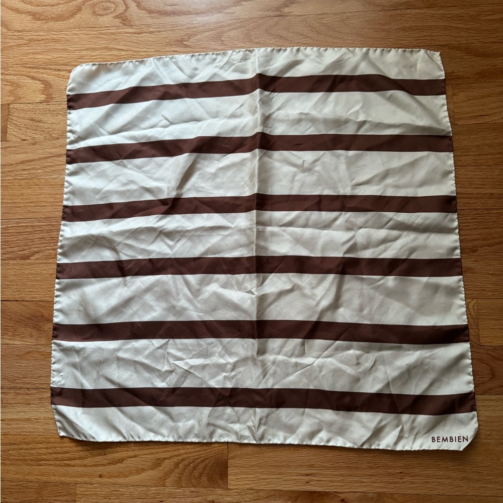 Bembien Cream & Brown Striped Silk Scarf